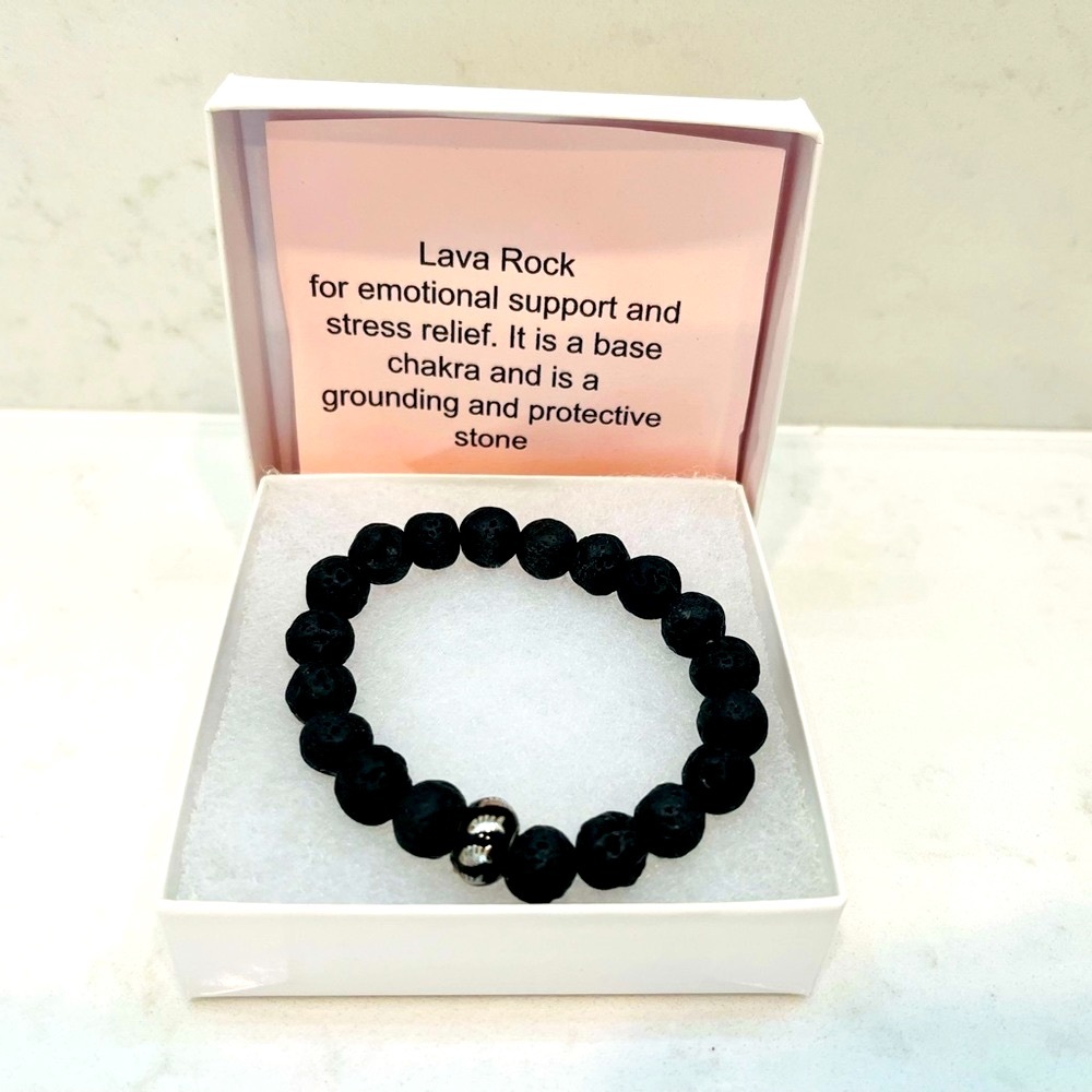 Lava Rock Chakra Beaded Bracelet - New in box no tag